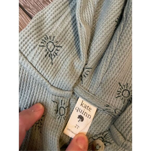 KATE QUINN LONG SLEEVE HENLEY DRESS BEAR SEA PINE TINY SUNS ORGANIC - Picture 3 of 5